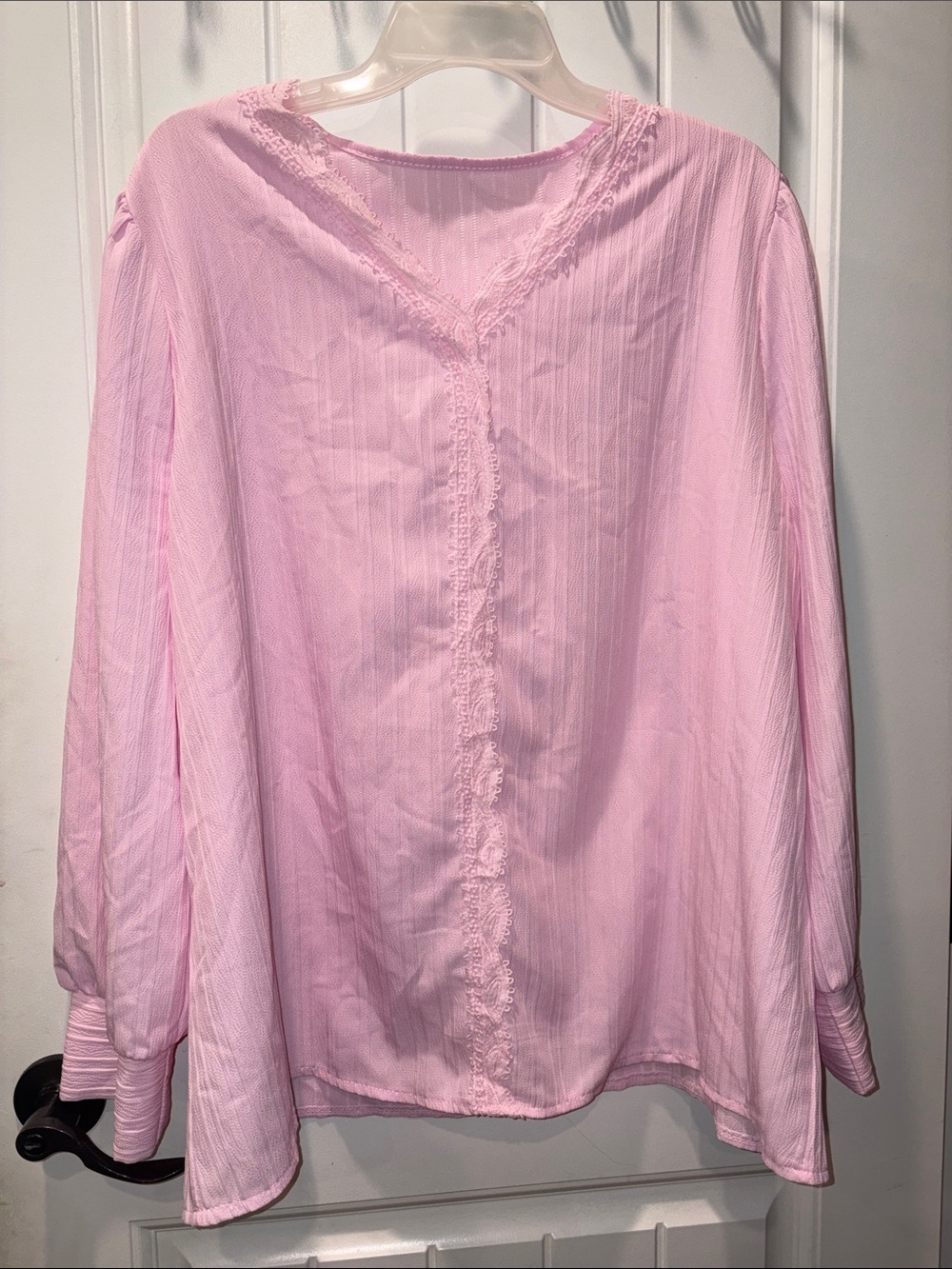 Ladies' Soft Pink V-Neck Tunic Blouse
